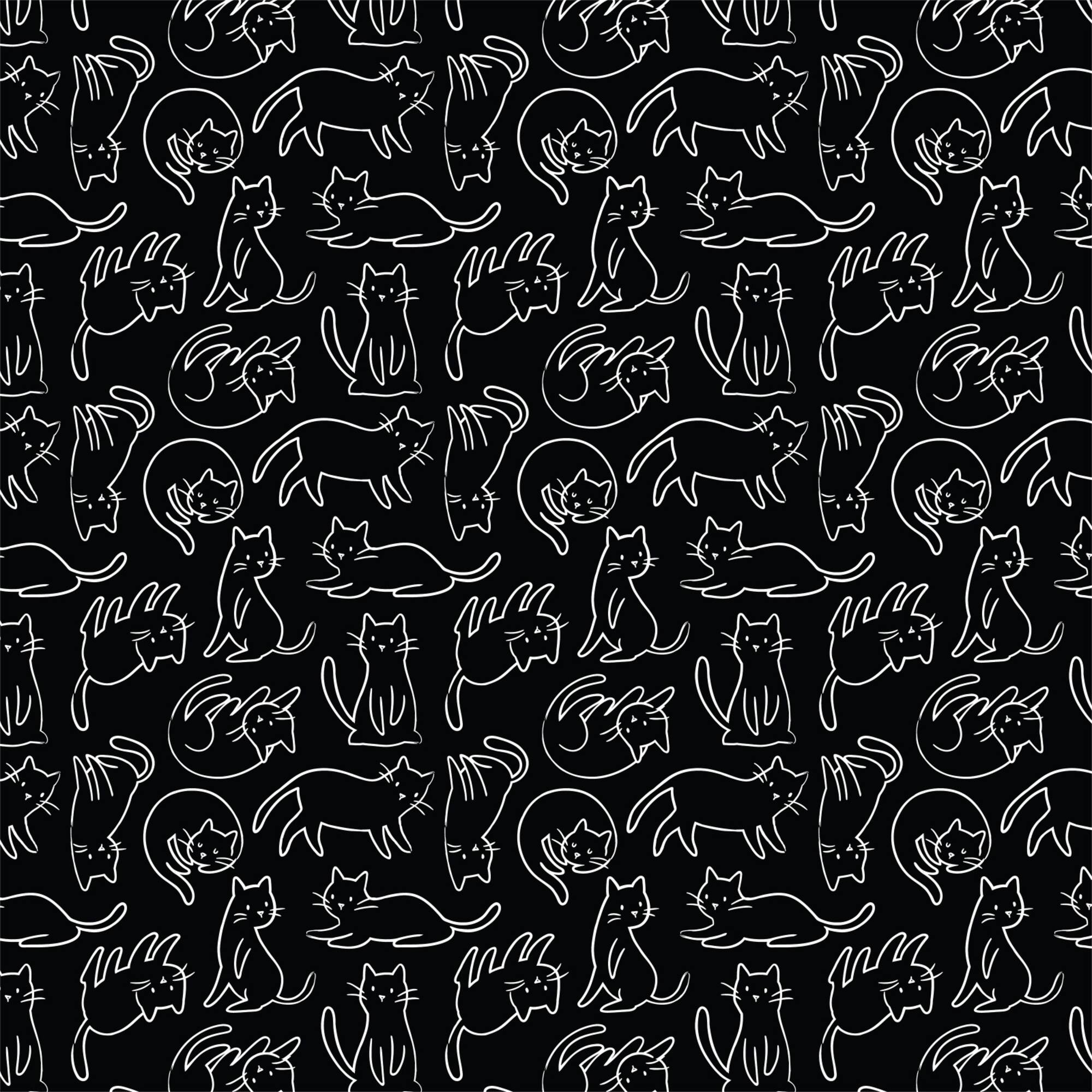 Eugene Textiles "Meow" by Sara B. Black Felines Cotton Fabric